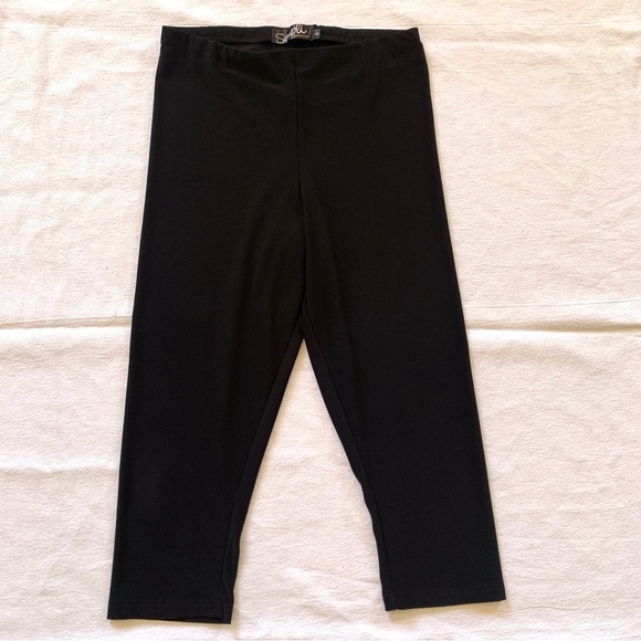 SYMPLI Black Matte Jersey Straight Leg Capri Pull-On Elastic Waist Pants Size 6 - Picture 1 of 9